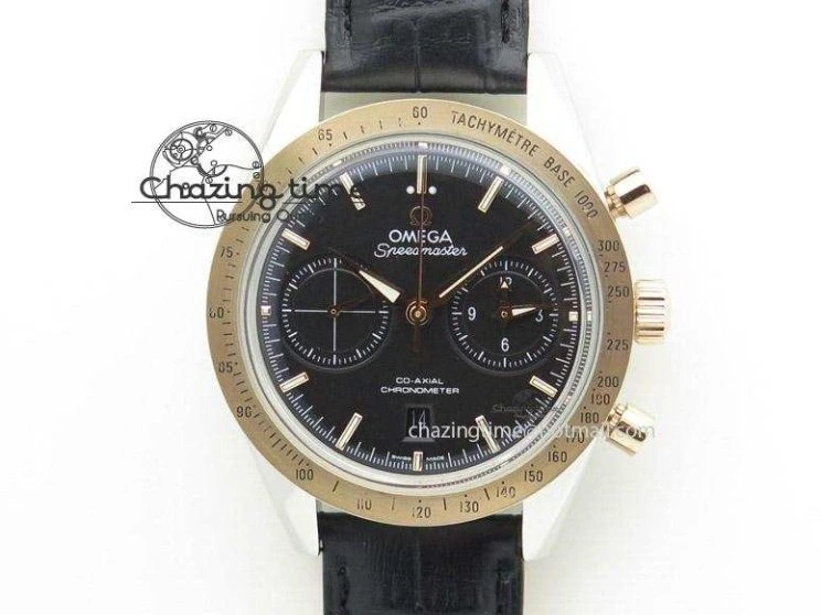 0410 Neat Speedmaster ’57 Co-Axial SS RG OMF 1:1 Best Edition Black Dial On Leather Strap A9300 (Free Leather Strap) 8067